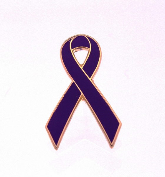 Purple Ribbon 1.0" Awareness Lapel Pin Alzheimers Disease, Lupus, Cancer